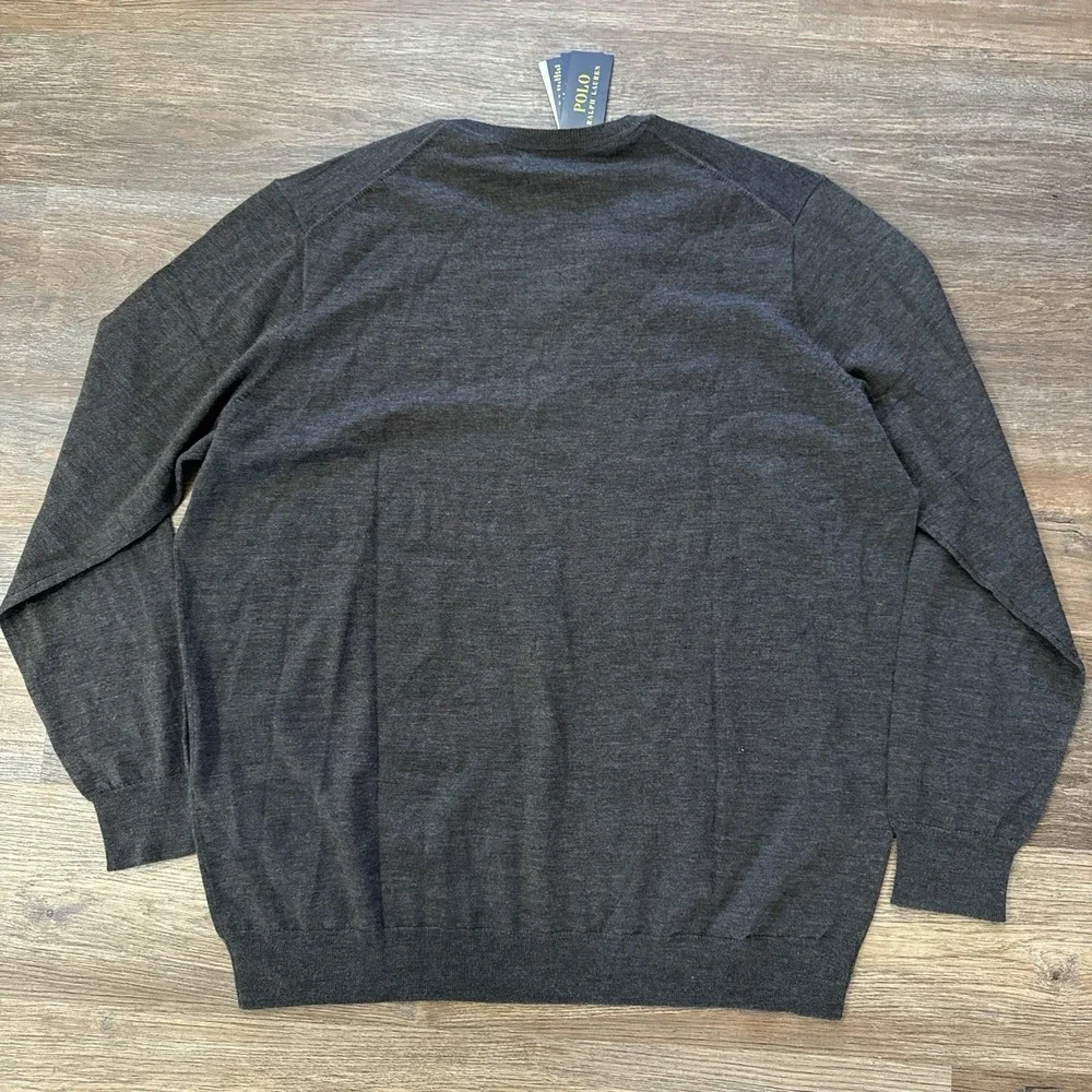 NWT Polo Ralph Lauren Washable Merino Wool‎ V Neck Sweater Men's Sz 2XLT Brown